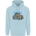 Christmas Tractor Farming Farmer Xmas Childrens Kids Hoodie Light Blue