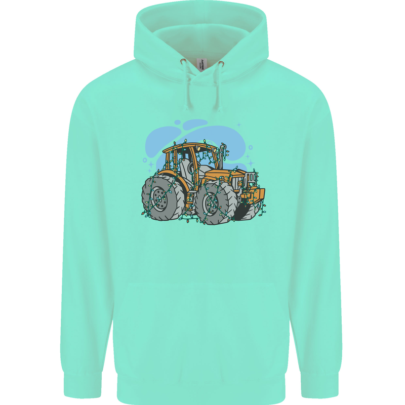 Christmas Tractor Farming Farmer Xmas Childrens Kids Hoodie Peppermint