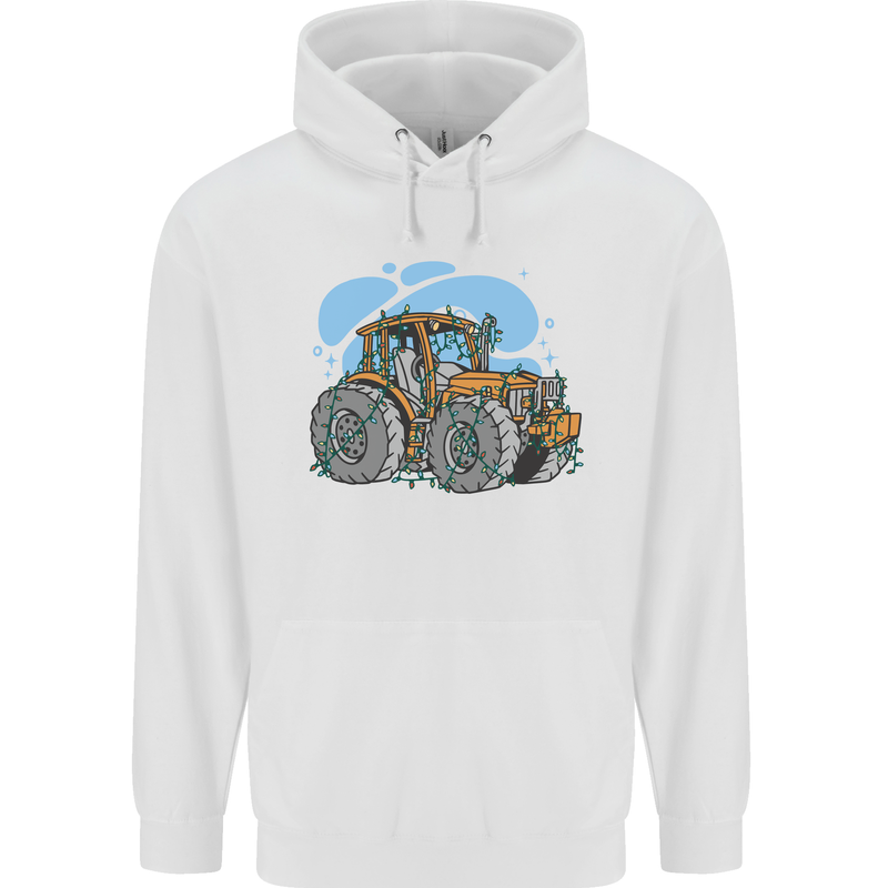 Christmas Tractor Farming Farmer Xmas Childrens Kids Hoodie White