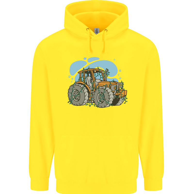 Christmas Tractor Farming Farmer Xmas Childrens Kids Hoodie Yellow