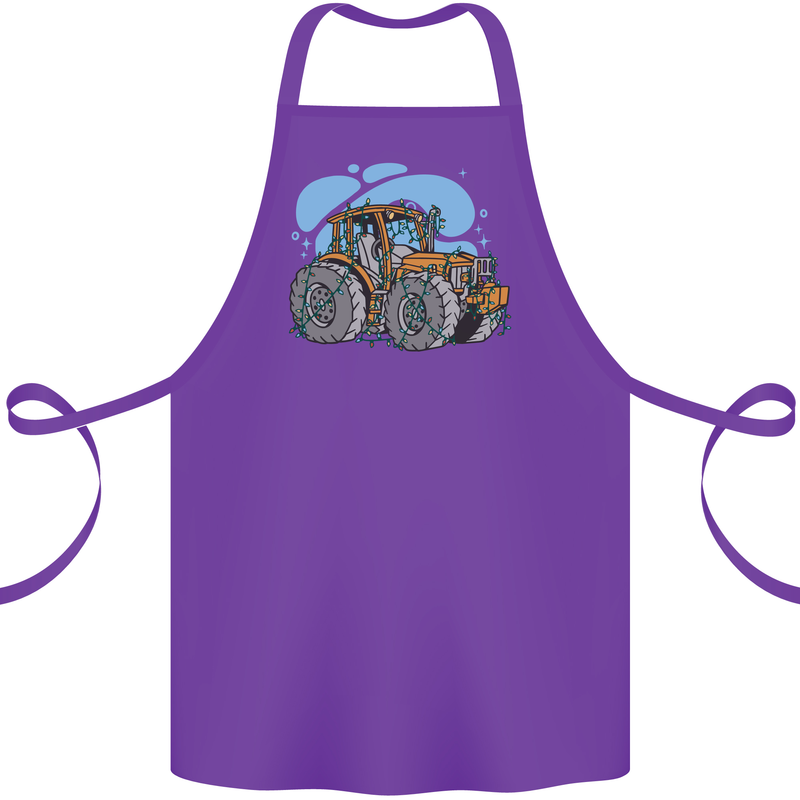 Christmas Tractor Farming Farmer Xmas Cotton Apron 100% Organic Purple