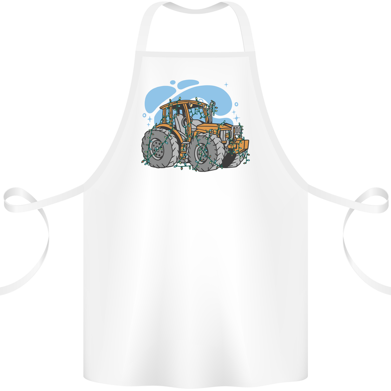Christmas Tractor Farming Farmer Xmas Cotton Apron 100% Organic White