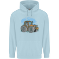 Christmas Tractor Farming Farmer Xmas Mens 80% Cotton Hoodie Light Blue