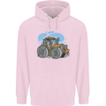 Christmas Tractor Farming Farmer Xmas Mens 80% Cotton Hoodie Light Pink