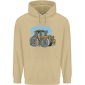 Christmas Tractor Farming Farmer Xmas Mens 80% Cotton Hoodie Sand