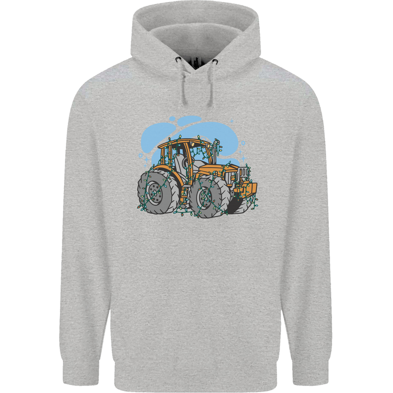 Christmas Tractor Farming Farmer Xmas Mens 80% Cotton Hoodie Sports Grey
