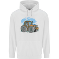 Christmas Tractor Farming Farmer Xmas Mens 80% Cotton Hoodie White