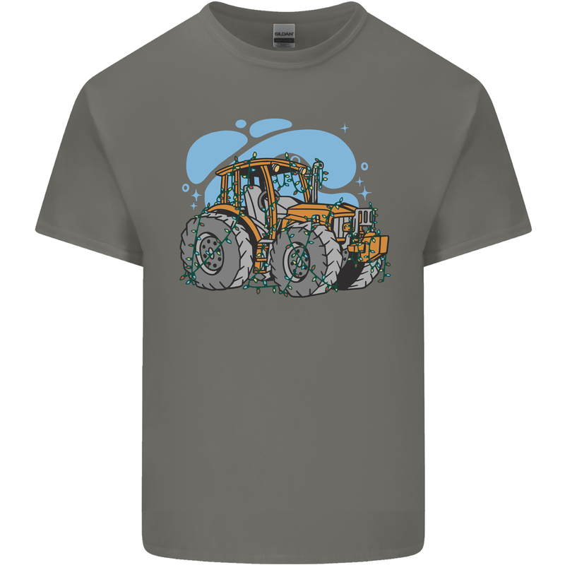 Christmas Tractor Farming Farmer Xmas Mens Cotton T-Shirt Tee Top Charcoal
