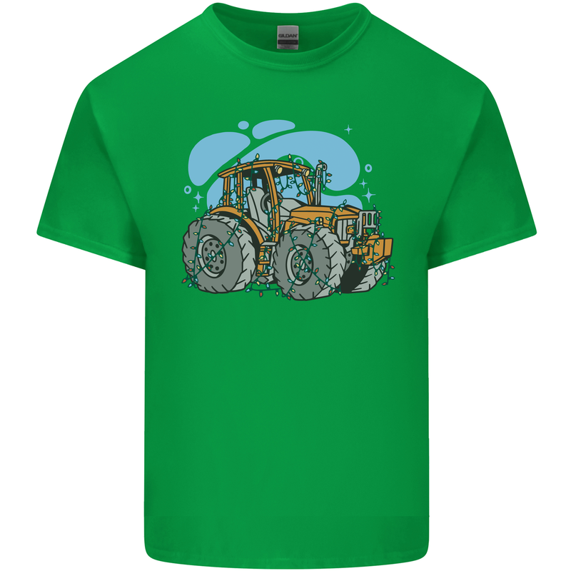 Christmas Tractor Farming Farmer Xmas Mens Cotton T-Shirt Tee Top Irish Green