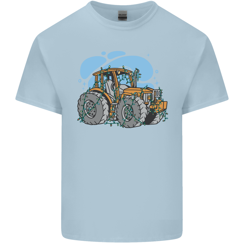 Christmas Tractor Farming Farmer Xmas Mens Cotton T-Shirt Tee Top Light Blue
