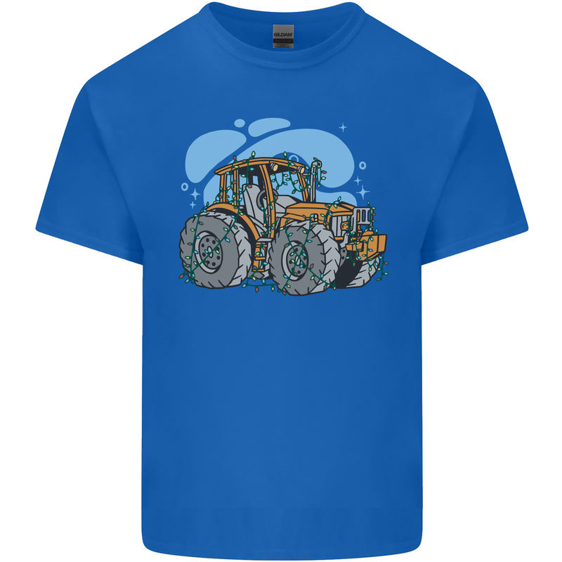 Christmas Tractor Farming Farmer Xmas Mens Cotton T-Shirt Tee Top Royal Blue