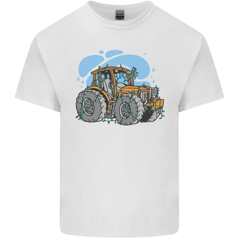 Christmas Tractor Farming Farmer Xmas Mens Cotton T-Shirt Tee Top White