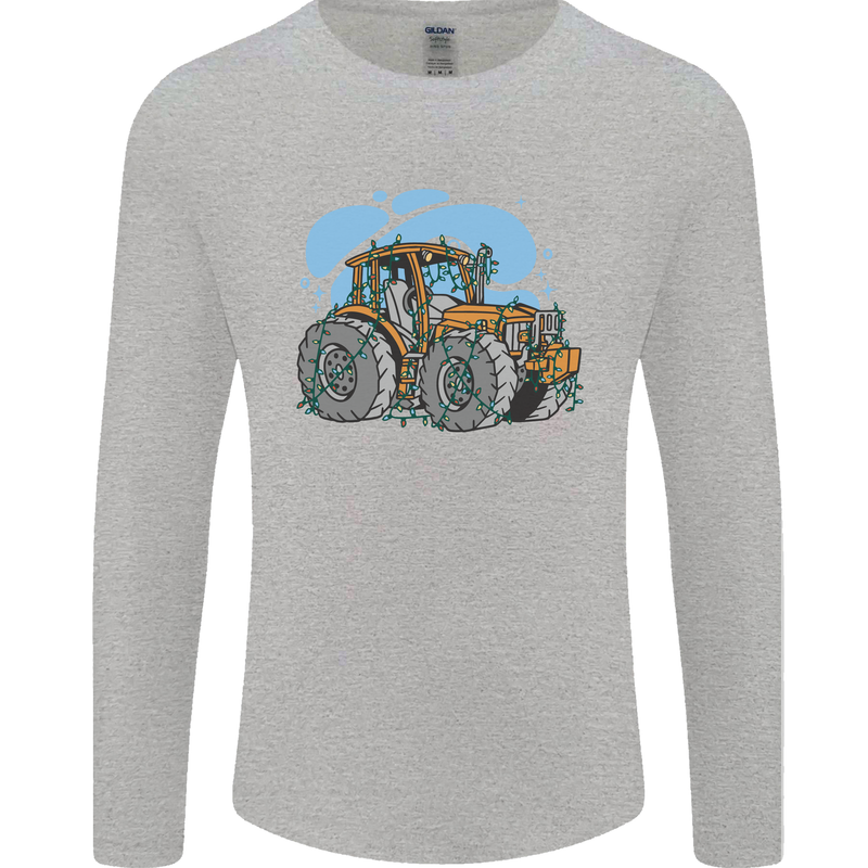 Christmas Tractor Farming Farmer Xmas Mens Long Sleeve T-Shirt Sports Grey