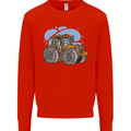 Christmas Tractor Farming Farmer Xmas Mens Sweatshirt Jumper Bright Red