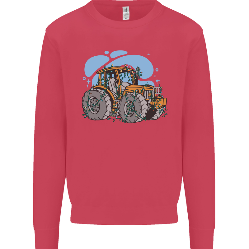 Christmas Tractor Farming Farmer Xmas Mens Sweatshirt Jumper Heliconia