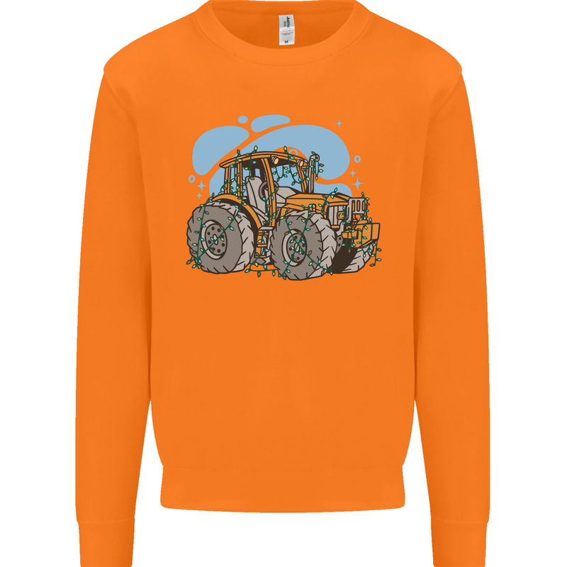 Christmas Tractor Farming Farmer Xmas Mens Sweatshirt Jumper Orange