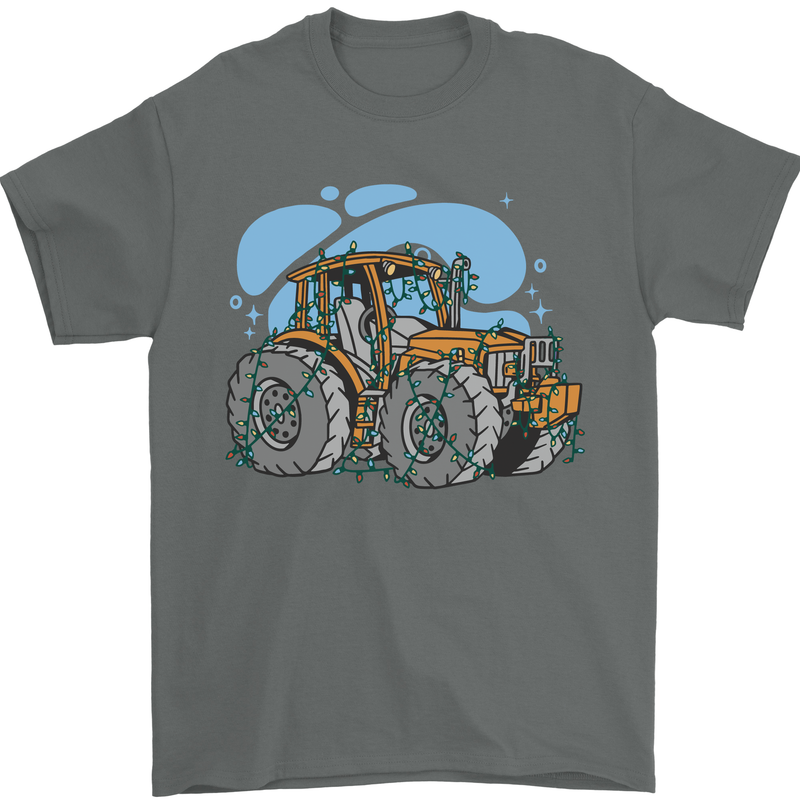 Christmas Tractor Farming Farmer Xmas Mens T-Shirt 100% Cotton Charcoal