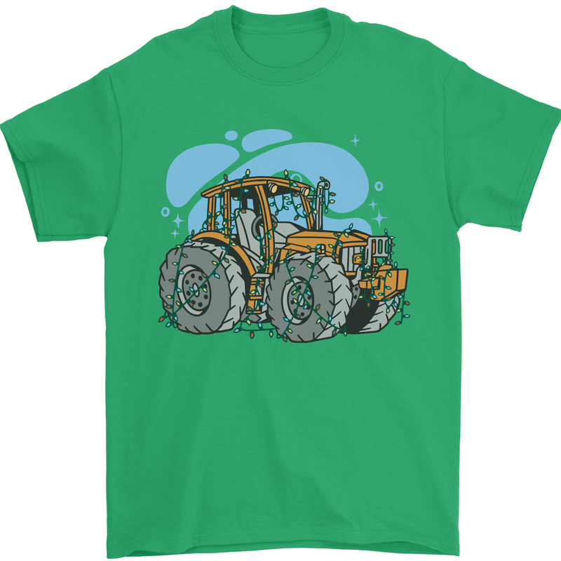 Christmas Tractor Farming Farmer Xmas Mens T-Shirt 100% Cotton Irish Green