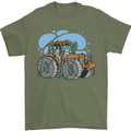 Christmas Tractor Farming Farmer Xmas Mens T-Shirt 100% Cotton Military Green