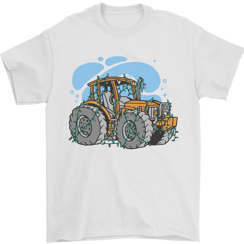 Christmas Tractor Farming Farmer Xmas Mens T-Shirt 100% Cotton White