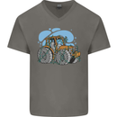 Christmas Tractor Farming Farmer Xmas Mens V-Neck Cotton T-Shirt Charcoal