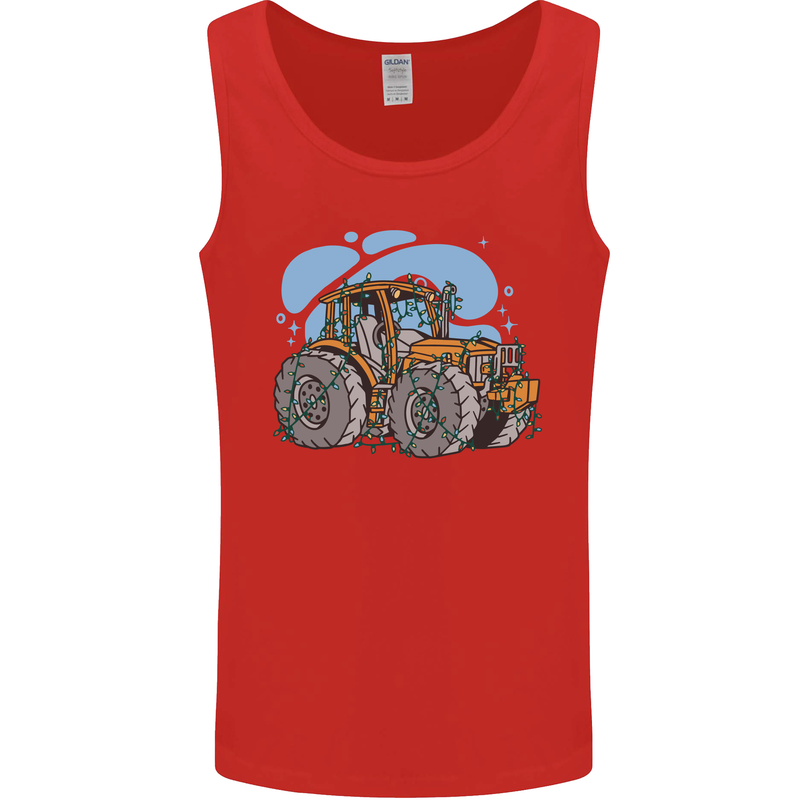 Christmas Tractor Farming Farmer Xmas Mens Vest Tank Top Red