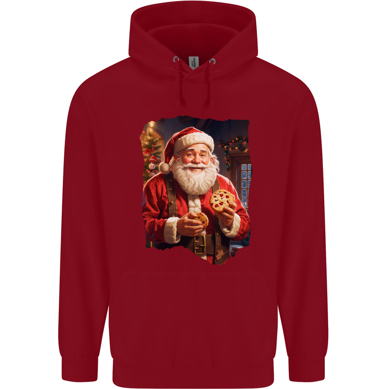 Christmas Traditional Santa With Cookies Xmas Childrens Kids Hoodie Red