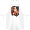 Christmas Traditional Santa With Cookies Xmas Cotton Apron 100% Organic White