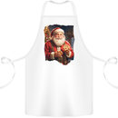 Christmas Traditional Santa With Cookies Xmas Cotton Apron 100% Organic White