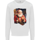 Christmas Traditional Santa With Cookies Xmas Kids Sweatshirt Jumper White