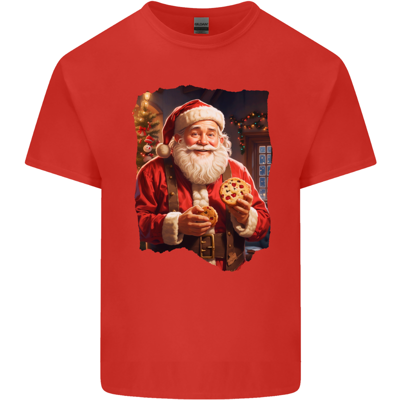 Christmas Traditional Santa With Cookies Xmas Kids T-Shirt Childrens Red