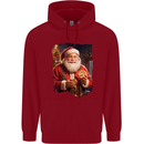 Christmas Traditional Santa With Cookies Xmas Mens 80% Cotton Hoodie Red