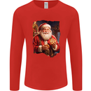 Christmas Traditional Santa With Cookies Xmas Mens Long Sleeve T-Shirt Red