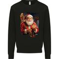 Christmas Traditional Santa With Cookies Xmas Mens Sweatshirt Jumper Black