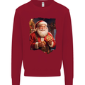 Christmas Traditional Santa With Cookies Xmas Mens Sweatshirt Jumper Red