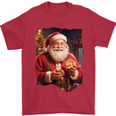 Christmas Traditional Santa With Cookies Xmas Mens T-Shirt 100% Cotton Red
