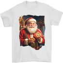 Christmas Traditional Santa With Cookies Xmas Mens T-Shirt 100% Cotton White