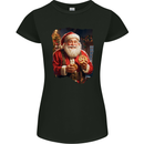 Christmas Traditional Santa With Cookies Xmas Womens Petite Cut T-Shirt Black