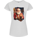 Christmas Traditional Santa With Cookies Xmas Womens Petite Cut T-Shirt White