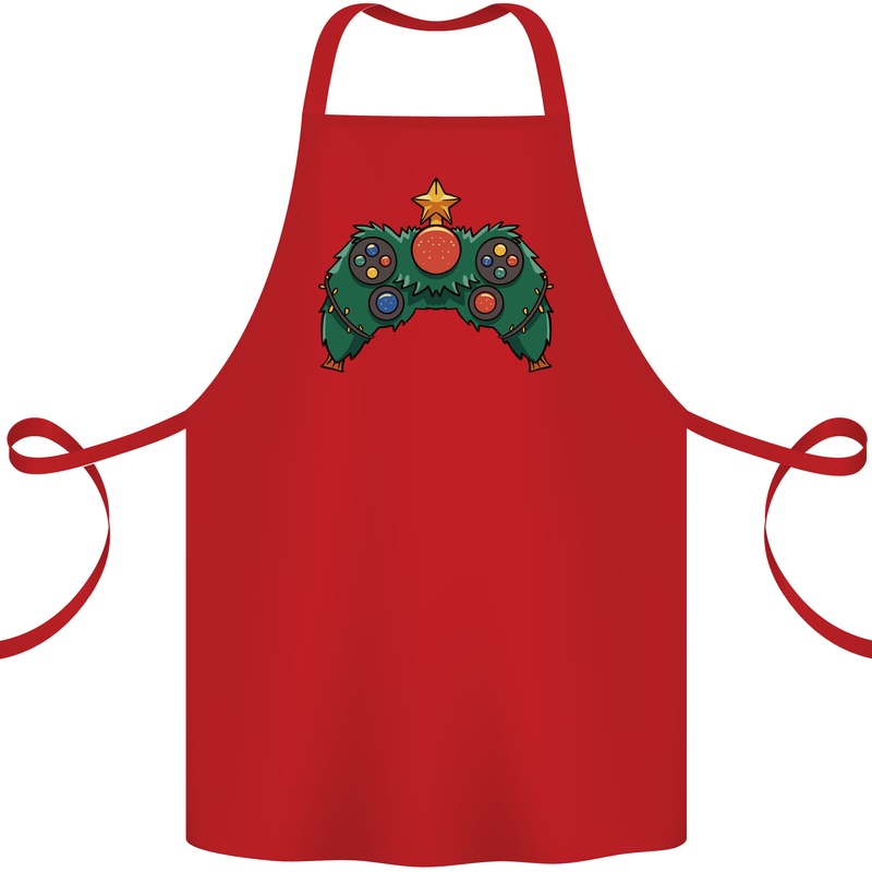 Christmas Tree Video Game Controller Joypad Xmas Cotton Apron 100% Organic Red