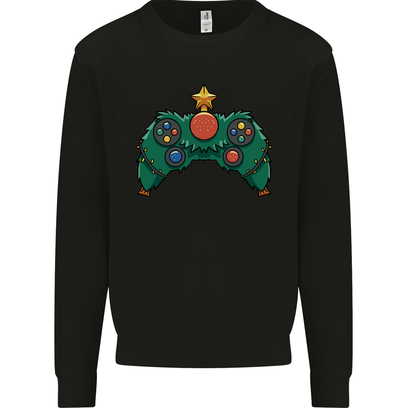 Christmas Tree Video Game Controller Joypad Xmas Kids Sweatshirt Jumper Black
