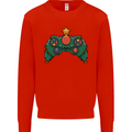 Christmas Tree Video Game Controller Joypad Xmas Mens Sweatshirt Jumper Bright Red