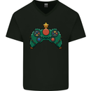 Christmas Tree Video Game Controller Joypad Xmas Mens V-Neck Cotton T-Shirt Black