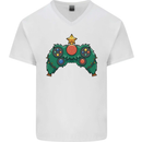 Christmas Tree Video Game Controller Joypad Xmas Mens V-Neck Cotton T-Shirt White