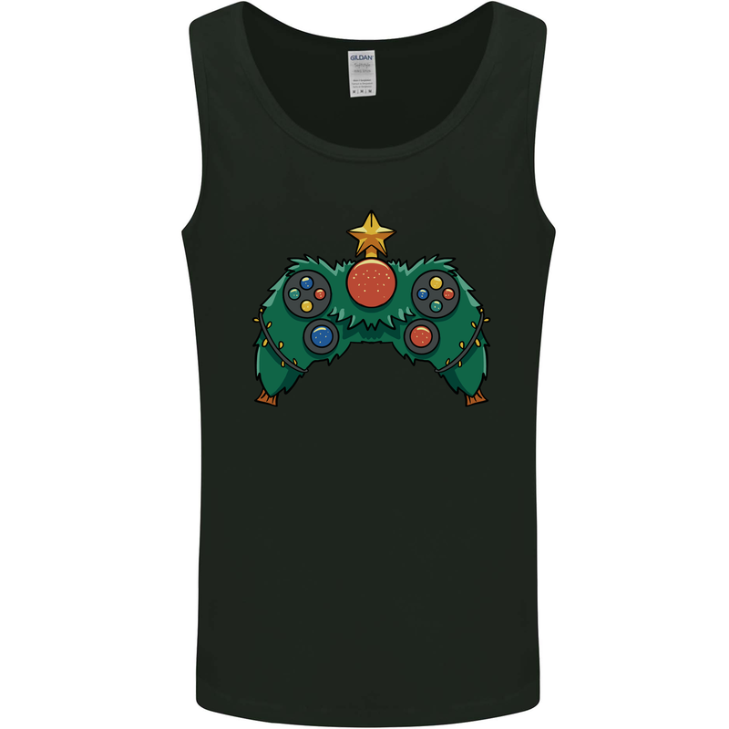 Christmas Tree Video Game Controller Joypad Xmas Mens Vest Tank Top Black