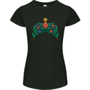 Christmas Tree Video Game Controller Joypad Xmas Womens Petite Cut T-Shirt Black