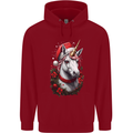 Christmas Unicorn Wreath Xmas Childrens Kids Hoodie Red