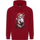Christmas Unicorn Wreath Xmas Childrens Kids Hoodie Red
