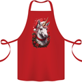 Christmas Unicorn Wreath Xmas Cotton Apron 100% Organic Red