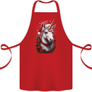 Christmas Unicorn Wreath Xmas Cotton Apron 100% Organic Red